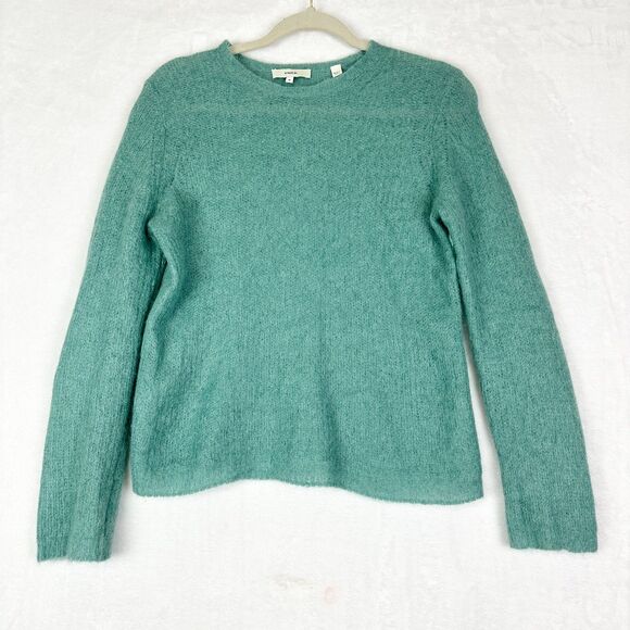 Vince Mohair Alpaca Sweater Womens Size Medium Crew Neck Teal Quiet Luxury - Picture 1 of 4